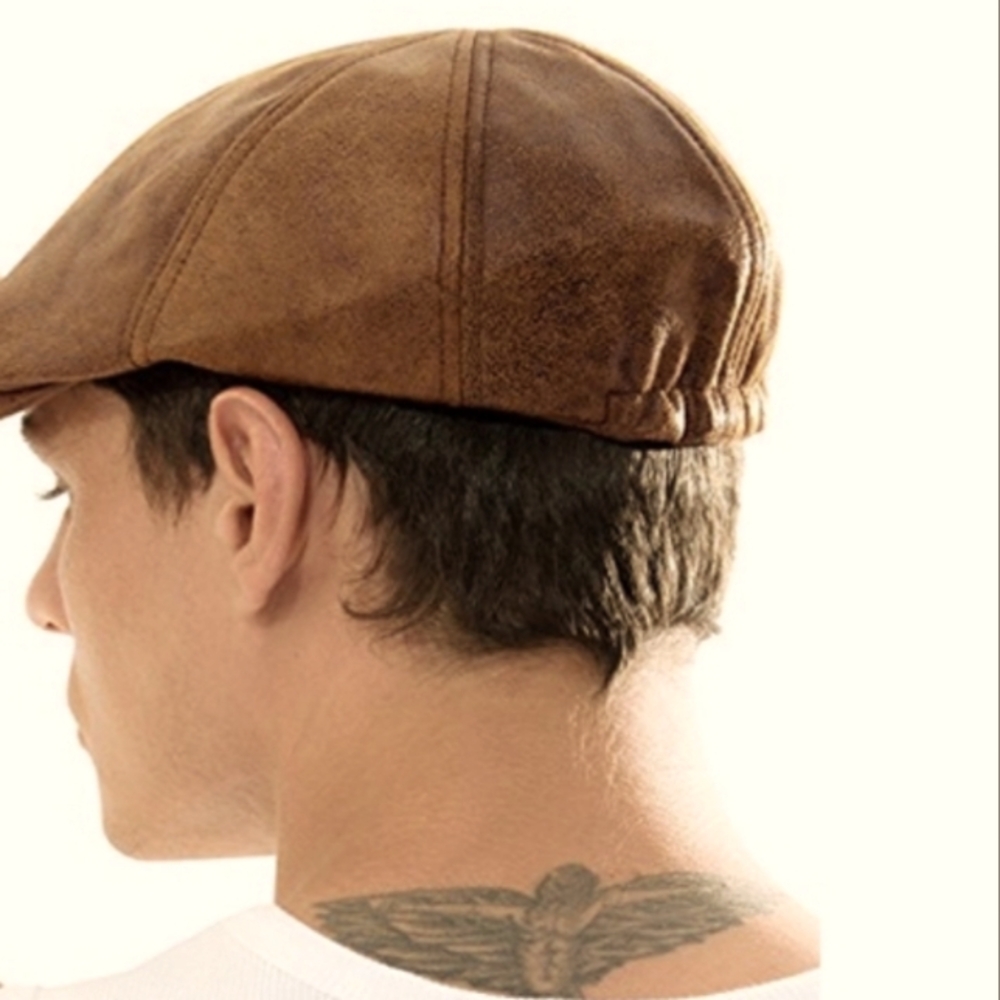 Vintage Henschel Hat Co Brown Newsboy Cabbie Driving Cap L